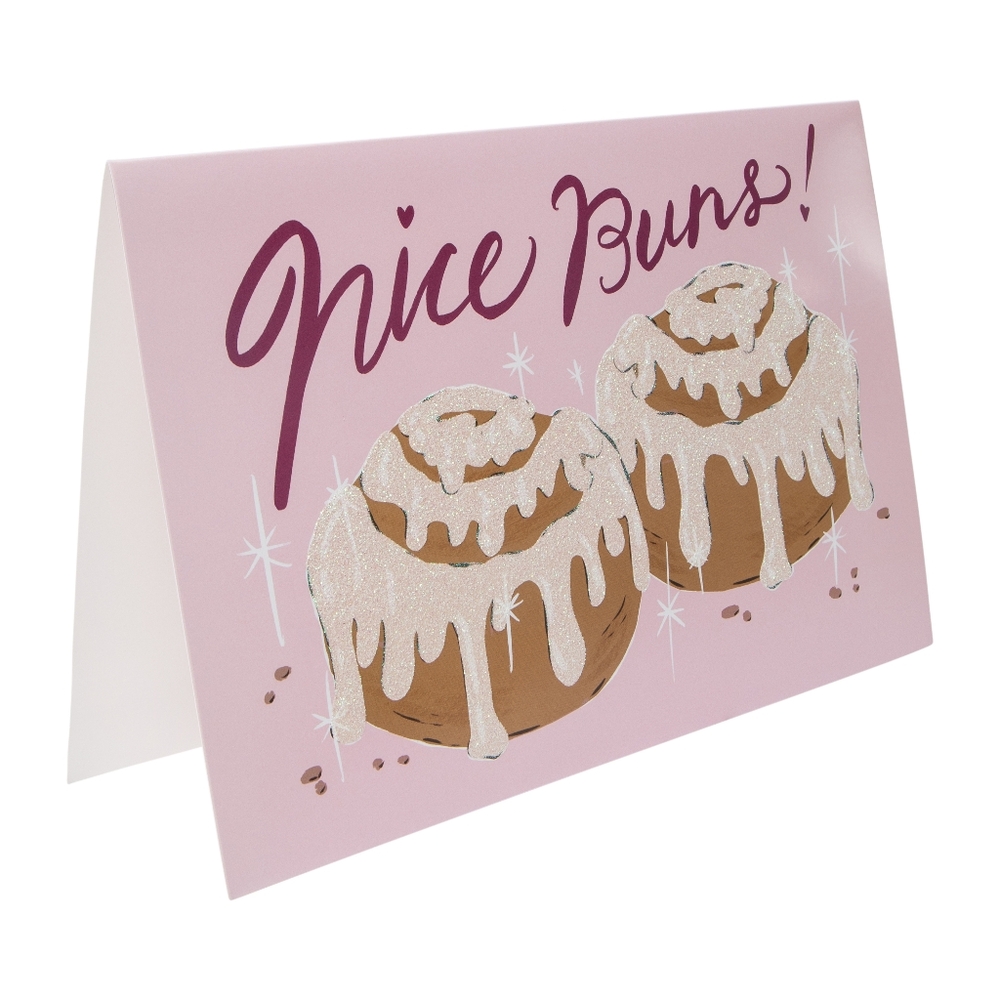4/$15 🌻 NWT Nice Buns Cinnamon Roll Glitter Valentine's Day Jumbo Card